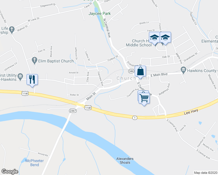 map of restaurants, bars, coffee shops, grocery stores, and more near 216 Main Street in Church Hill