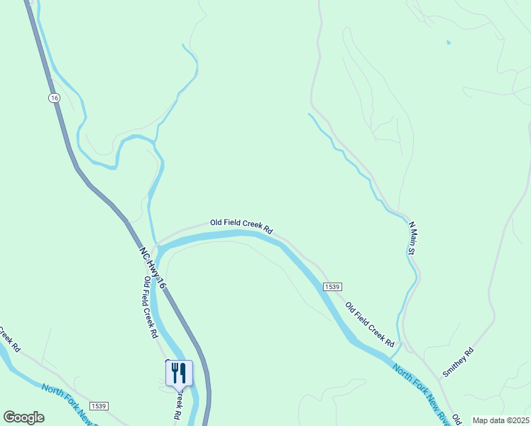 map of restaurants, bars, coffee shops, grocery stores, and more near 846 Old Field Creek Road in Grassy Creek