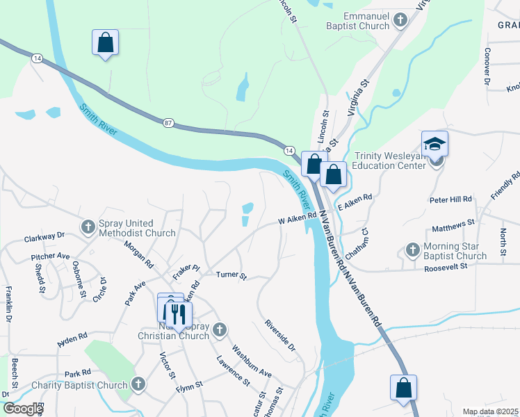 map of restaurants, bars, coffee shops, grocery stores, and more near 731 Gordon Street in Eden