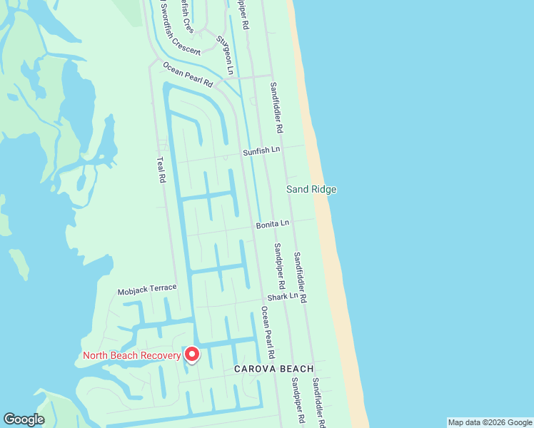 map of restaurants, bars, coffee shops, grocery stores, and more near 2208 Sandpiper Rd in Corolla