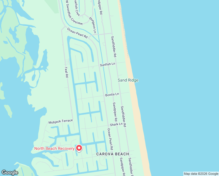 map of restaurants, bars, coffee shops, grocery stores, and more near 2208 Sandpiper Rd in Corolla