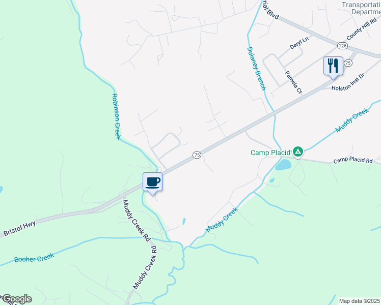 map of restaurants, bars, coffee shops, grocery stores, and more near 486 Tennessee 75 in Blountville