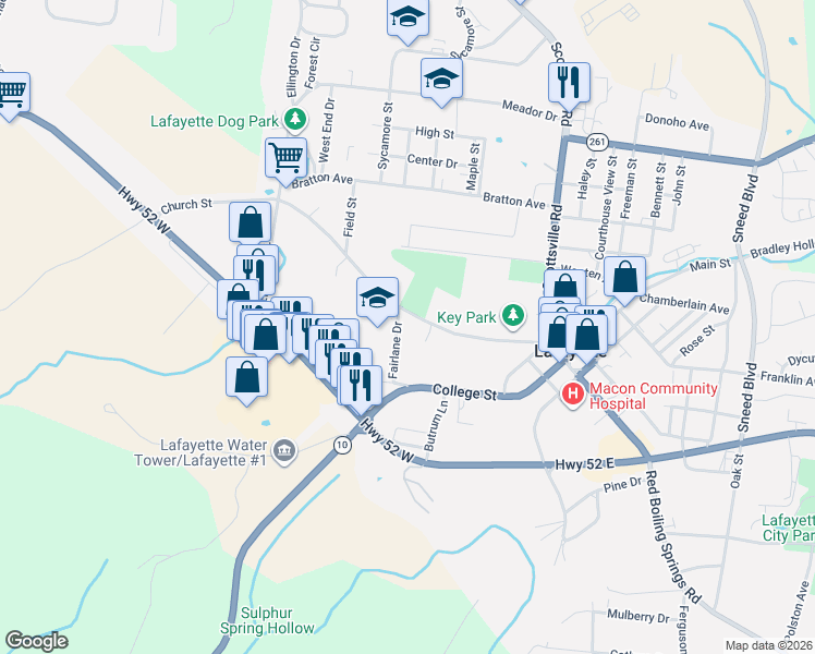 map of restaurants, bars, coffee shops, grocery stores, and more near 311 Church Street in Lafayette