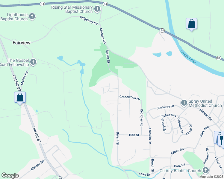 map of restaurants, bars, coffee shops, grocery stores, and more near 1008 Person Street in Eden