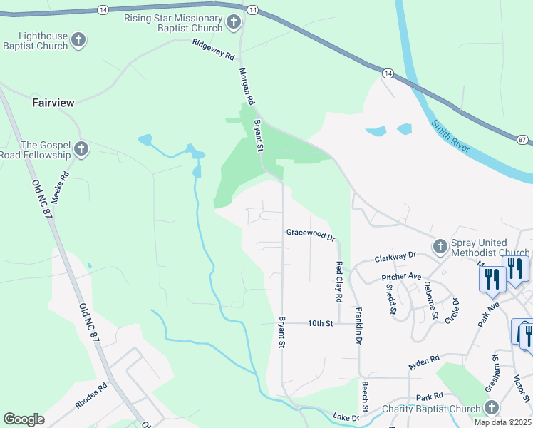 map of restaurants, bars, coffee shops, grocery stores, and more near 1008 Person Street in Eden