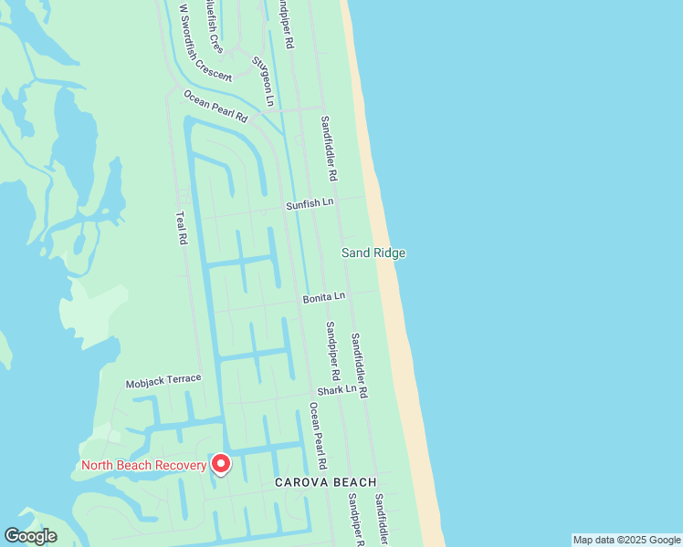 map of restaurants, bars, coffee shops, grocery stores, and more near 2206 Sandfiddler Road in Corolla