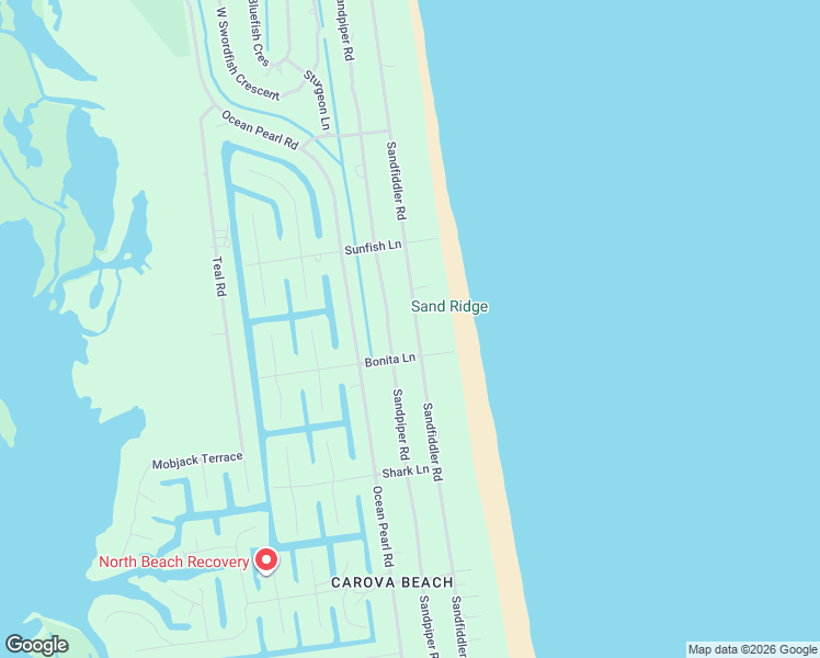 map of restaurants, bars, coffee shops, grocery stores, and more near 2206 Sandfiddler Road in Corolla