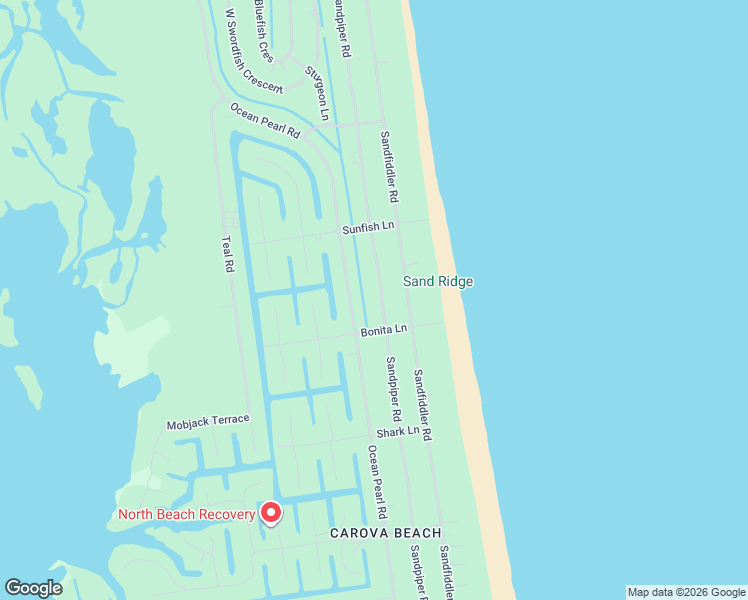 map of restaurants, bars, coffee shops, grocery stores, and more near 2208 Sandpiper Rd in Corolla