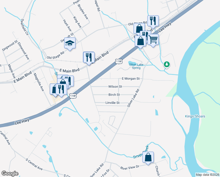 map of restaurants, bars, coffee shops, grocery stores, and more near 532 Wilson Street in Church Hill