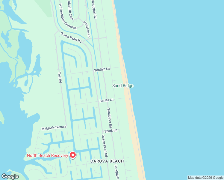 map of restaurants, bars, coffee shops, grocery stores, and more near 2206 Sandfiddler Road in Corolla