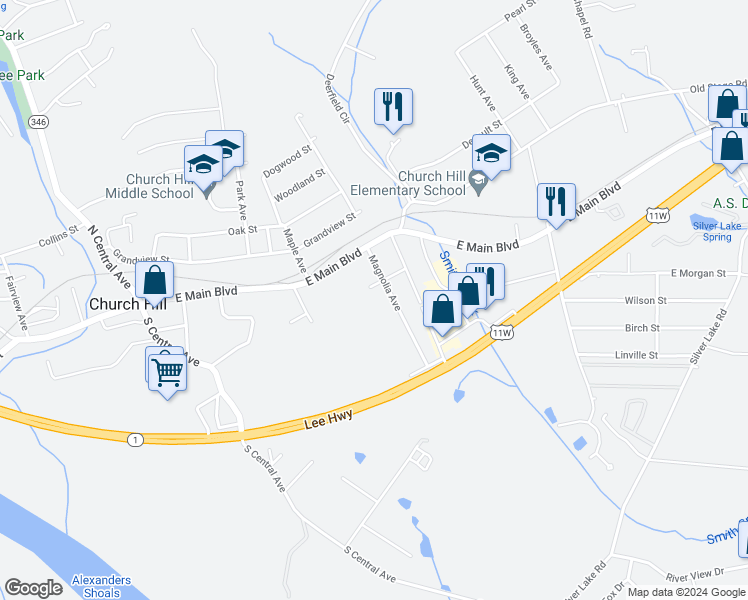 map of restaurants, bars, coffee shops, grocery stores, and more near 112 Charles Street in Church Hill