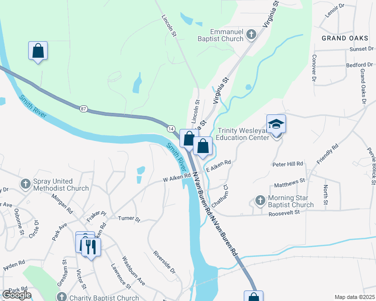 map of restaurants, bars, coffee shops, grocery stores, and more near 912 Virginia Street in Eden