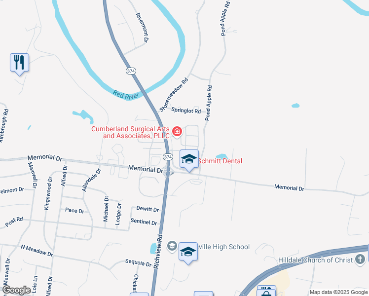 map of restaurants, bars, coffee shops, grocery stores, and more near 52 Pond Apple Road in Clarksville