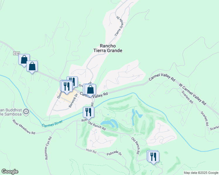 map of restaurants, bars, coffee shops, grocery stores, and more near 9960 Eddy Road in Carmel-by-the-Sea