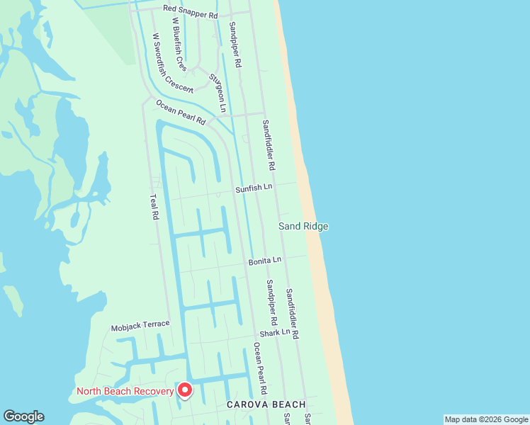 map of restaurants, bars, coffee shops, grocery stores, and more near 2217 Sandpiper Road in Corolla