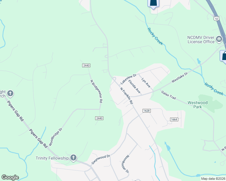 map of restaurants, bars, coffee shops, grocery stores, and more near 145 Shady Acres Lane in Mount Airy
