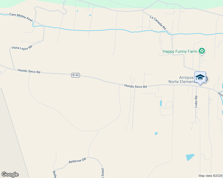 map of restaurants, bars, coffee shops, grocery stores, and more near Hondo Seco Road in El Prado