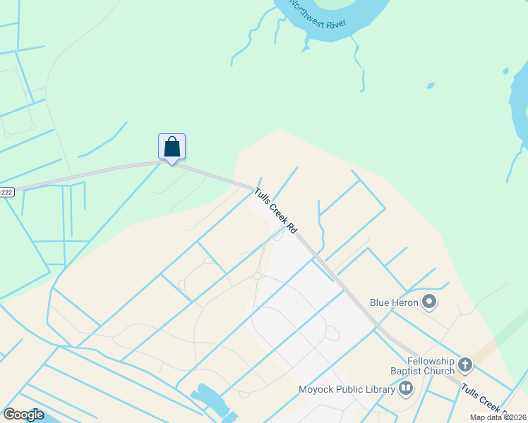 map of restaurants, bars, coffee shops, grocery stores, and more near 684 Tulls Creek Rd in Currituck