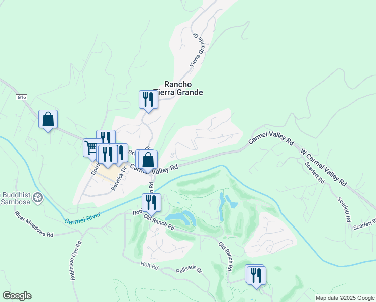 map of restaurants, bars, coffee shops, grocery stores, and more near 9960 Eddy Road in Carmel-by-the-Sea
