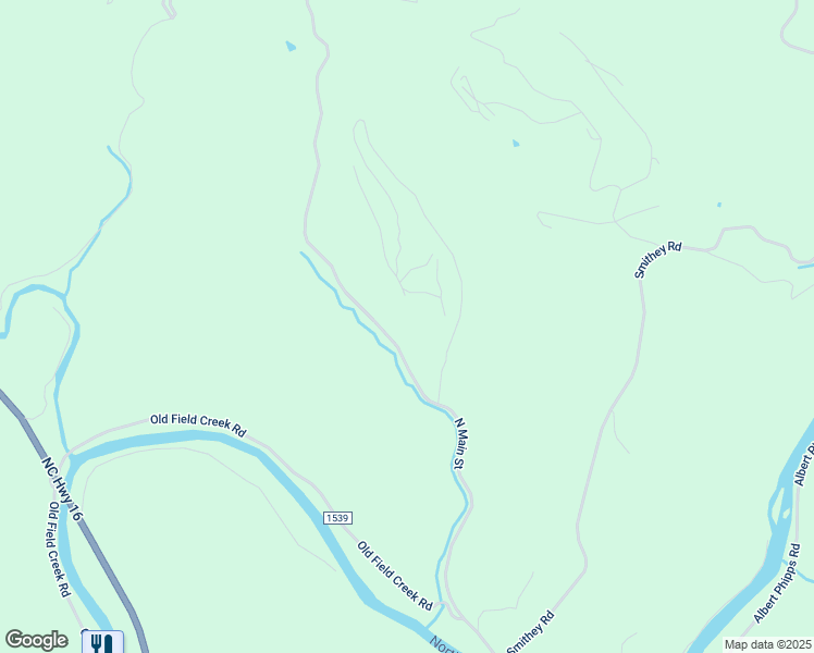 map of restaurants, bars, coffee shops, grocery stores, and more near North Carolina Highway 16 in Grassy Creek