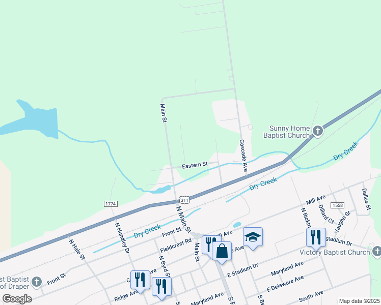 map of restaurants, bars, coffee shops, grocery stores, and more near 1607 Rose Street in Eden