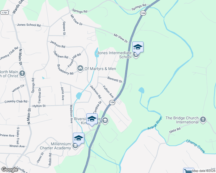 map of restaurants, bars, coffee shops, grocery stores, and more near 423 Fulton Avenue in Mount Airy
