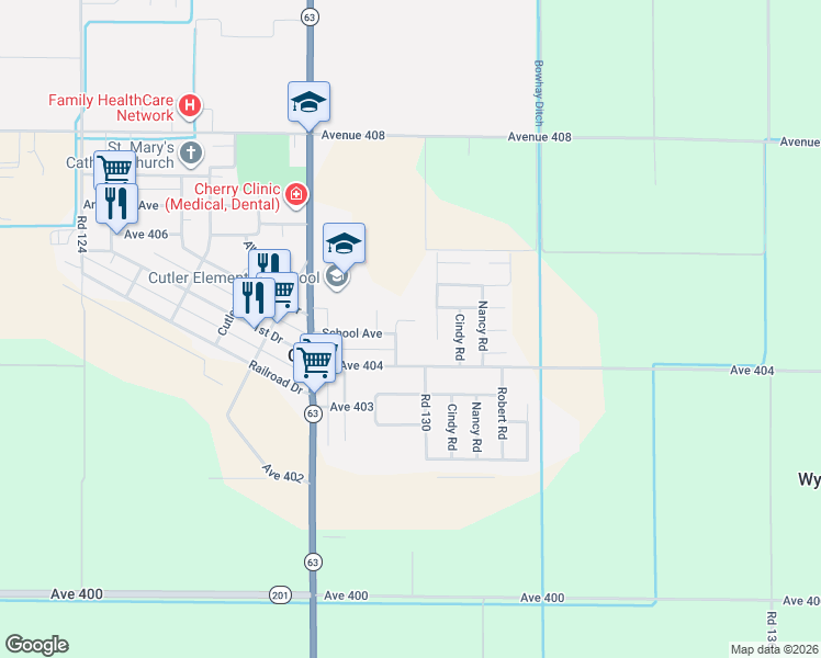map of restaurants, bars, coffee shops, grocery stores, and more near 40452 Mueller Rd in Cutler