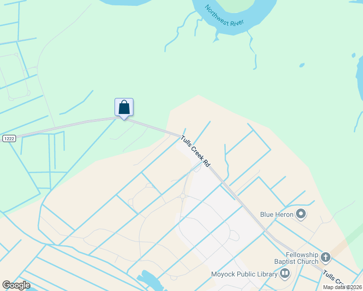 map of restaurants, bars, coffee shops, grocery stores, and more near 684 Tulls Creek Rd in Currituck