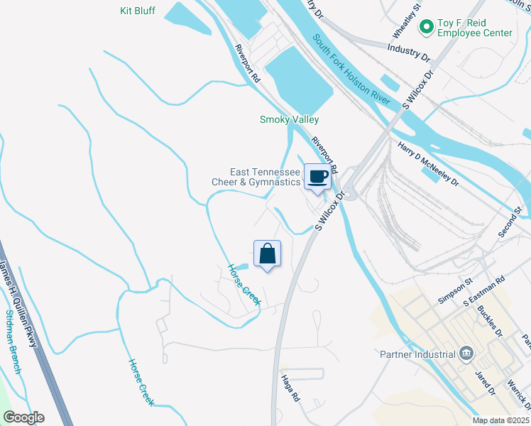 map of restaurants, bars, coffee shops, grocery stores, and more near 1001 Shipp Street in Kingsport