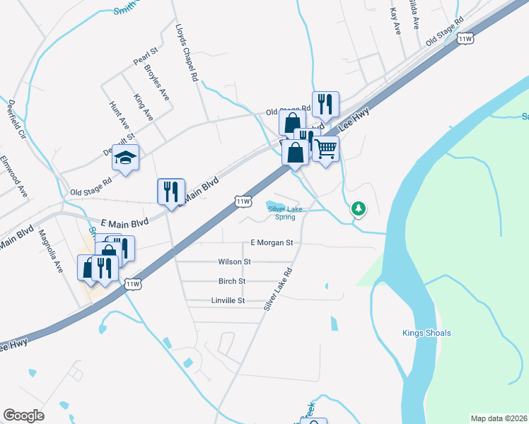 map of restaurants, bars, coffee shops, grocery stores, and more near 230 Silver Lake Road in Church Hill
