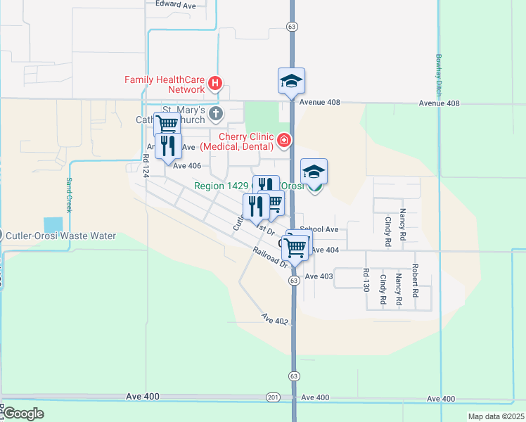map of restaurants, bars, coffee shops, grocery stores, and more near 12723 2nd Drive in Cutler