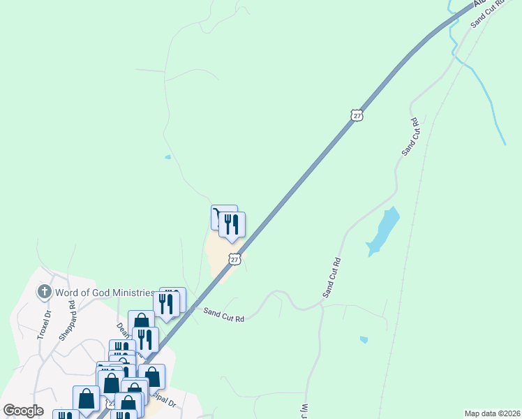 map of restaurants, bars, coffee shops, grocery stores, and more near 3186 Alberta Street in Oneida