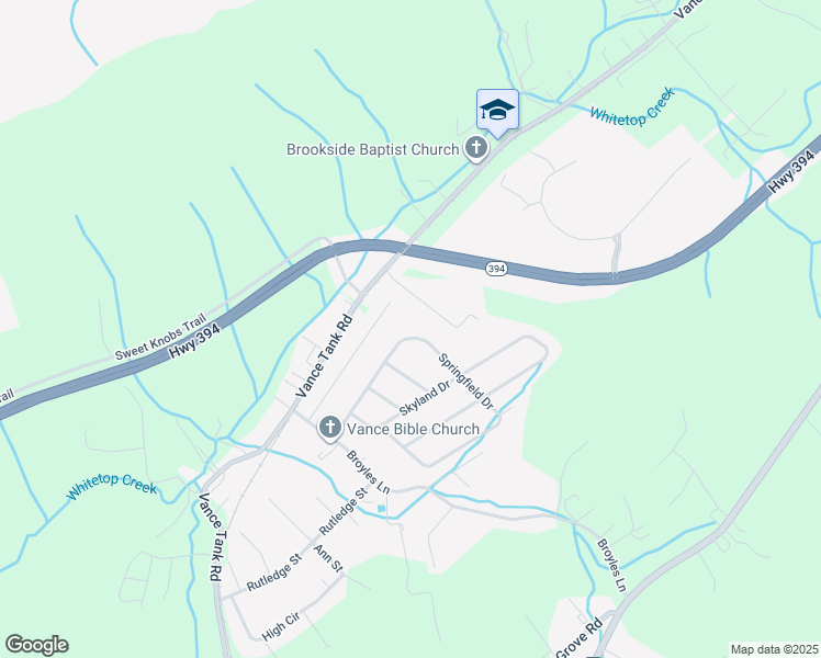 map of restaurants, bars, coffee shops, grocery stores, and more near 317 Springfield Drive in Bristol