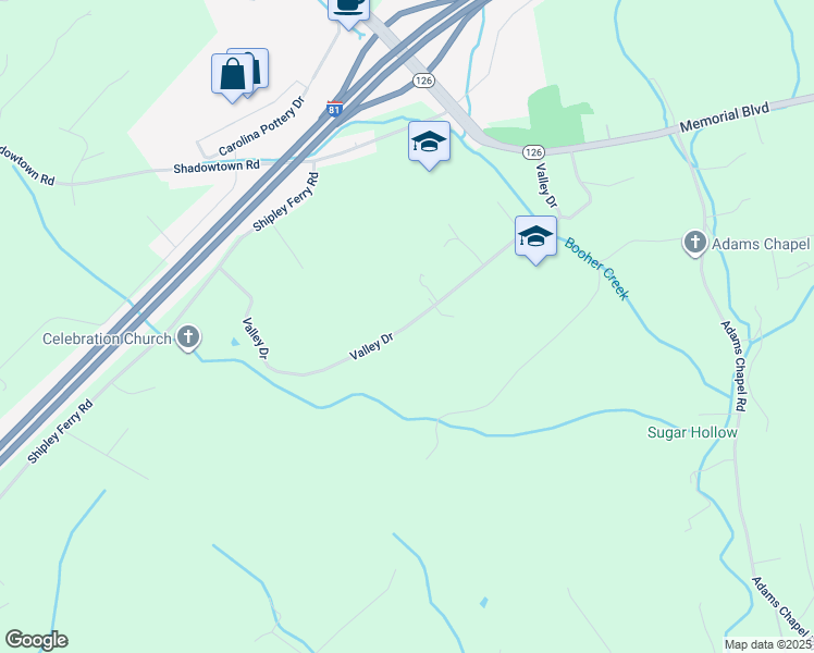 map of restaurants, bars, coffee shops, grocery stores, and more near 440 Valley Drive in Blountville