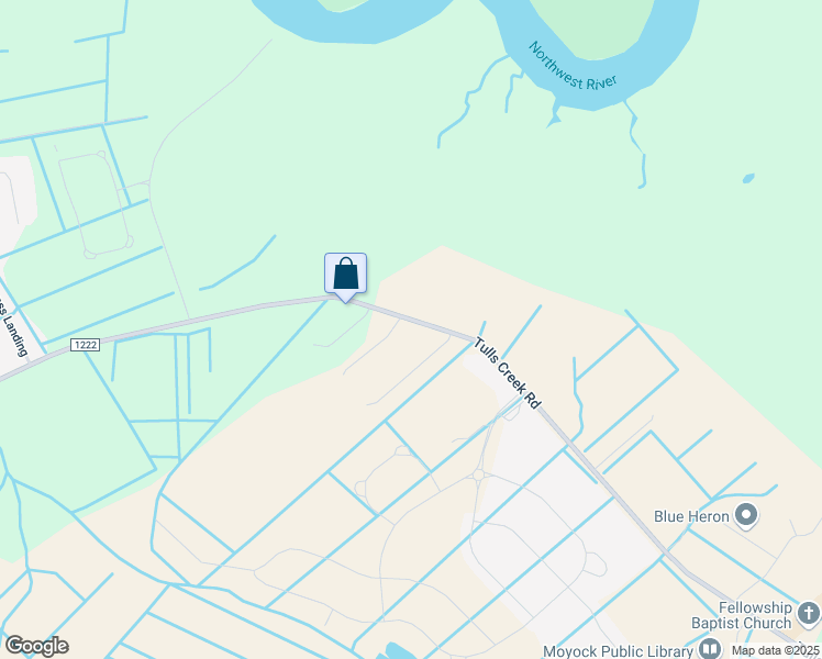 map of restaurants, bars, coffee shops, grocery stores, and more near 101 Dustin Lane in Moyock