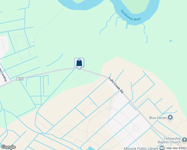 map of restaurants, bars, coffee shops, grocery stores, and more near 101 Dustin Lane in Moyock