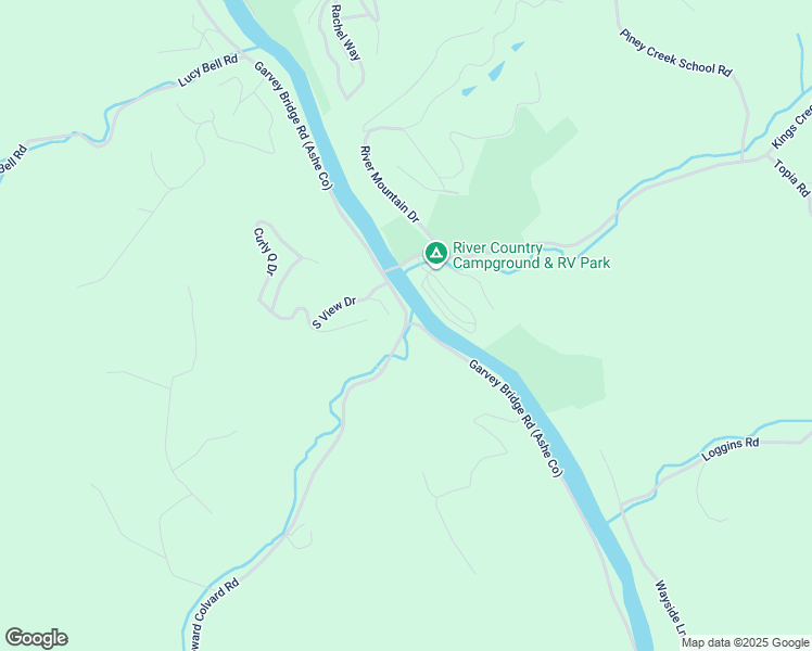 map of restaurants, bars, coffee shops, grocery stores, and more near Garvey Bridge Road (Ashe Co) in Ashe County