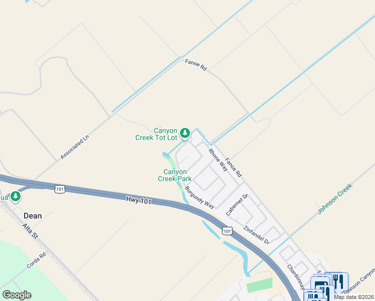 map of restaurants, bars, coffee shops, grocery stores, and more near 1851 Burgundy Circle in Gonzales