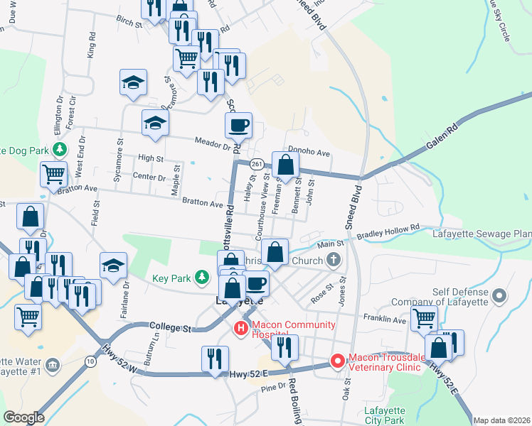 map of restaurants, bars, coffee shops, grocery stores, and more near 200 Walton Avenue in Lafayette