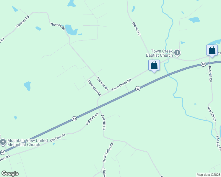 map of restaurants, bars, coffee shops, grocery stores, and more near 335 Town Creek Road in Speedwell