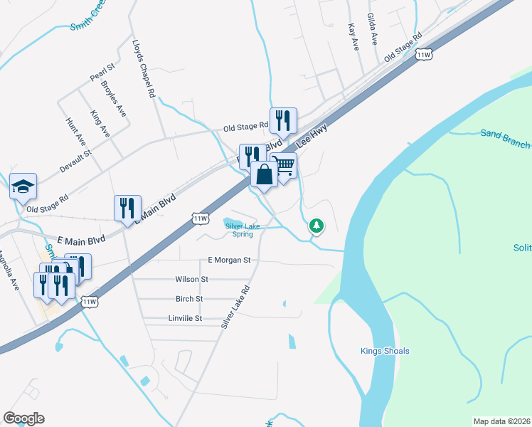 map of restaurants, bars, coffee shops, grocery stores, and more near 220 Silver Lake Road in Church Hill