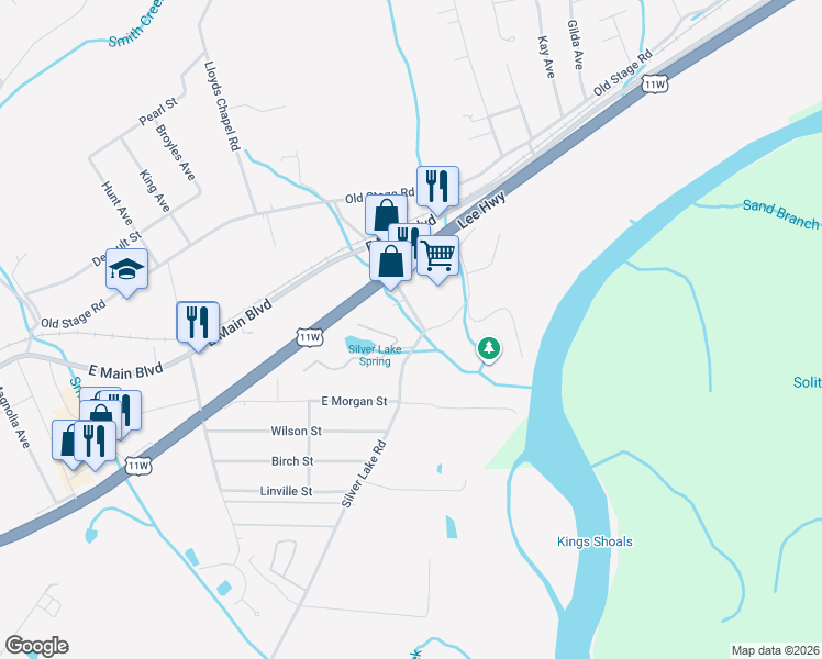 map of restaurants, bars, coffee shops, grocery stores, and more near 220 Silver Lake Road in Church Hill