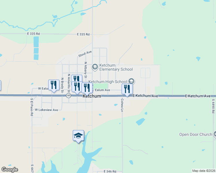 map of restaurants, bars, coffee shops, grocery stores, and more near 496 East Ketchum Avenue in Ketchum