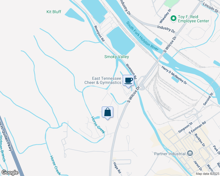 map of restaurants, bars, coffee shops, grocery stores, and more near 1001 Shipp Street in Kingsport