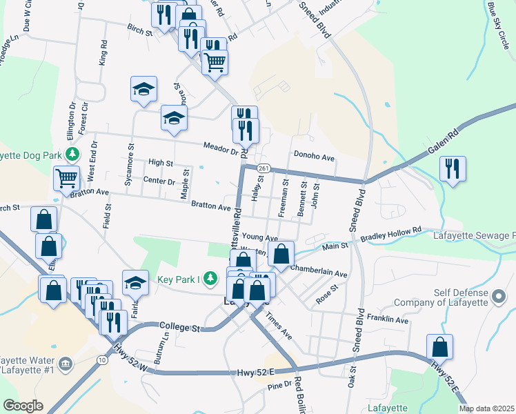 map of restaurants, bars, coffee shops, grocery stores, and more near 705 Courthouse View Street in Lafayette