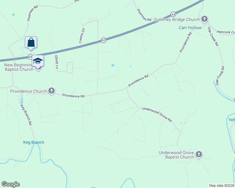 map of restaurants, bars, coffee shops, grocery stores, and more near 645 Providence Road in Cumberland Gap