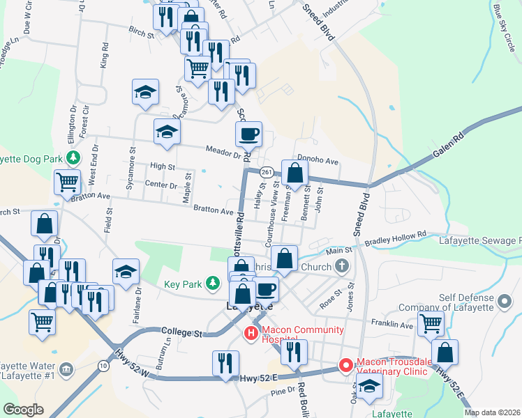 map of restaurants, bars, coffee shops, grocery stores, and more near 705 Courthouse View Street in Lafayette