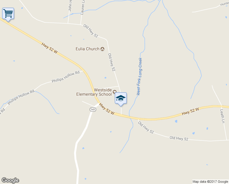 map of restaurants, bars, coffee shops, grocery stores, and more near 8025 Old Highway 52 in Westmoreland