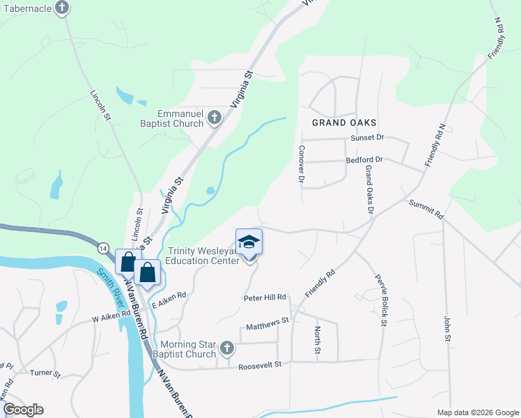 map of restaurants, bars, coffee shops, grocery stores, and more near 211 East Aiken Road in Eden
