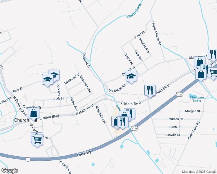 map of restaurants, bars, coffee shops, grocery stores, and more near 200 Parker Avenue in Church Hill